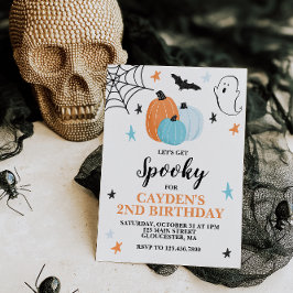 Halloween Spooky Birthday Blue Pumpkins Einladung