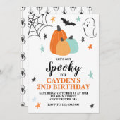 Halloween Spooky Birthday Blue Pumpkins Einladung (Vorne/Hinten)