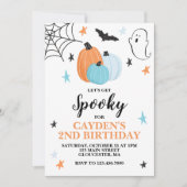 Halloween Spooky Birthday Blue Pumpkins Einladung (Vorderseite)