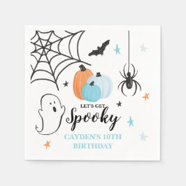 Halloween Spooky Birthday Blue Pumpkins Serviette