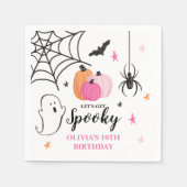 Halloween Spooky Birthday Pink Pumpkins Napkins Serviette (Vorderseite)