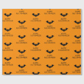 Halloween Spooky Black and Orange Bats Muster Geschenkpapier (Flach)
