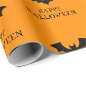 Halloween Spooky Black and Orange Bats Muster Geschenkpapier (Rolleneckpunkt)
