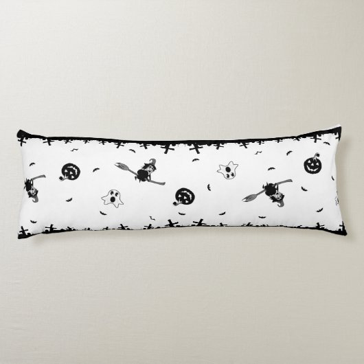 Halloween Spooky Black and White Seitenschläferkissen (Rückseite)