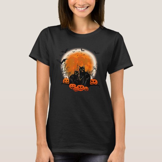 Halloween Spooky Black Cat Mama Pumpkin Ghosts Sca T-Shirt (Vorderseite)