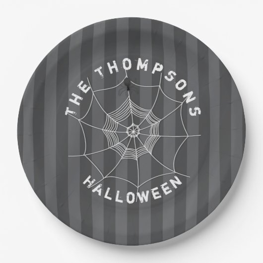 Halloween Spooky Black Spider Web Creepy Pappteller (Vorderseite)