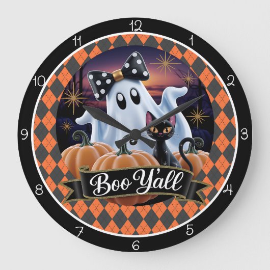 Halloween Spooky Boo Y'all  Große Wanduhr (Vorderseite)