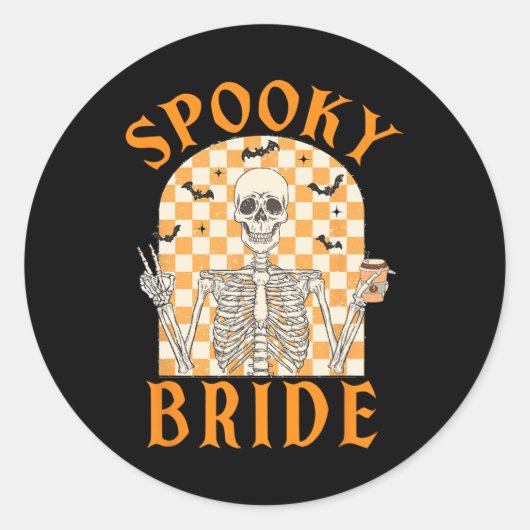 Halloween Spooky Bride Bridesmaid Skeleton Runder Aufkleber (Vorderseite)