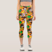 Halloween Spooky Candies Party Capri Leggings (Vorderseite)