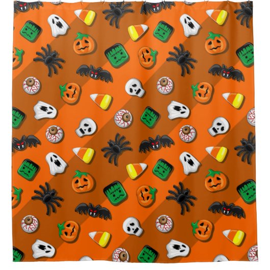 Halloween Spooky Candies Party Duschvorhang (Vorderseite)