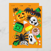 Halloween Spooky Candies Party Einladung (Vorne/Hinten)