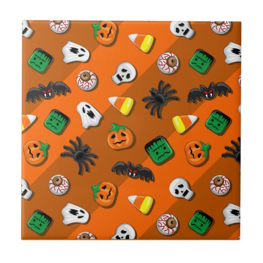 Halloween Spooky Candies Party Fliese (Vorderseite)
