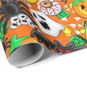 Halloween Spooky Candies Party Geschenkpapier (Rolleneckpunkt)