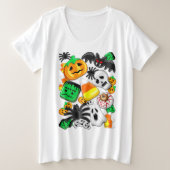 Halloween Spooky Candies Party Große Größe T-Shirt (Design vorne)