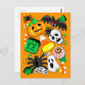 Halloween Spooky Candies Party Postkarte (Vorne/Hinten)