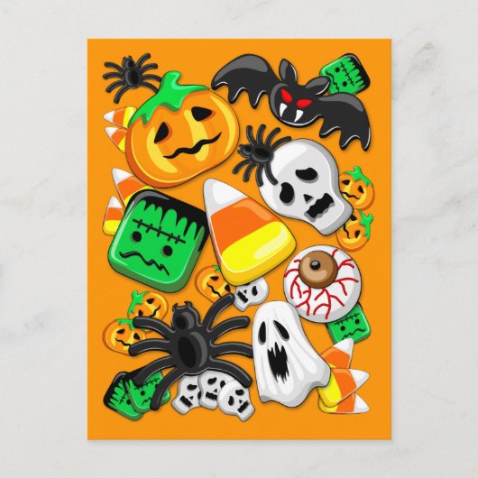 Halloween Spooky Candies Party Postkarte (Vorderseite)