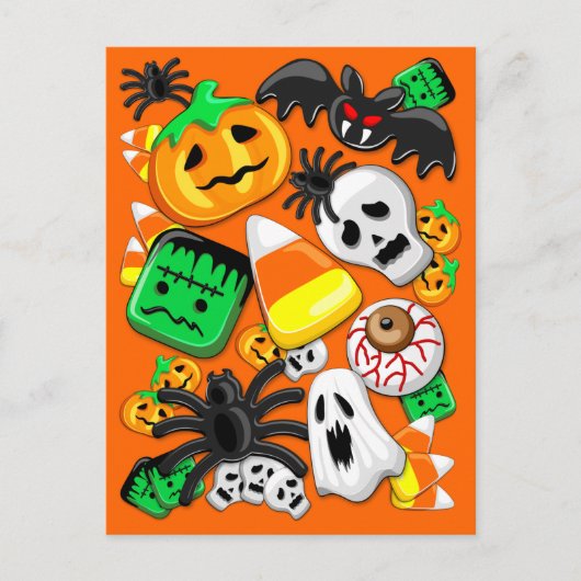 Halloween Spooky Candies Party Postkarte (Vorderseite)