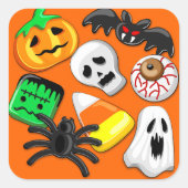 Halloween Spooky Candies Party Quadratischer Aufkleber (Vorderseite)