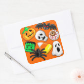 Halloween Spooky Candies Party Quadratischer Aufkleber (Umschlag)