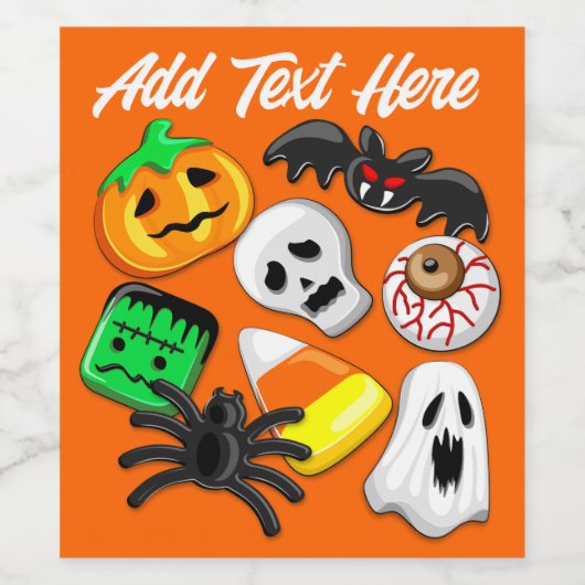 Halloween Spooky Candies Party Weinetikett (Einzelnes Label)