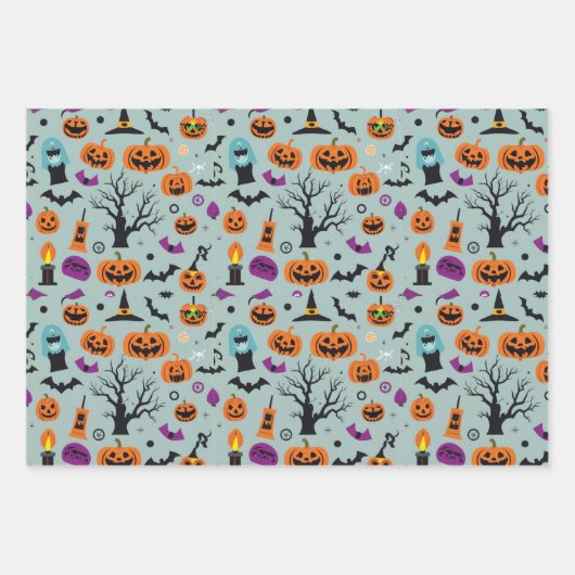 Halloween Spooky Candy Ghost Pattern Geschenkpapier Set (Vorderseite 3)