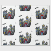 Halloween Spooky Castle Wrapping Paper Geschenkpapier (Flach)