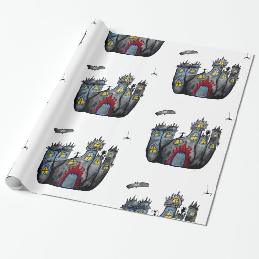 Halloween Spooky Castle Wrapping Paper Geschenkpapier (Ungerollt)