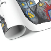 Halloween Spooky Castle Wrapping Paper Geschenkpapier (Rolleneckpunkt)