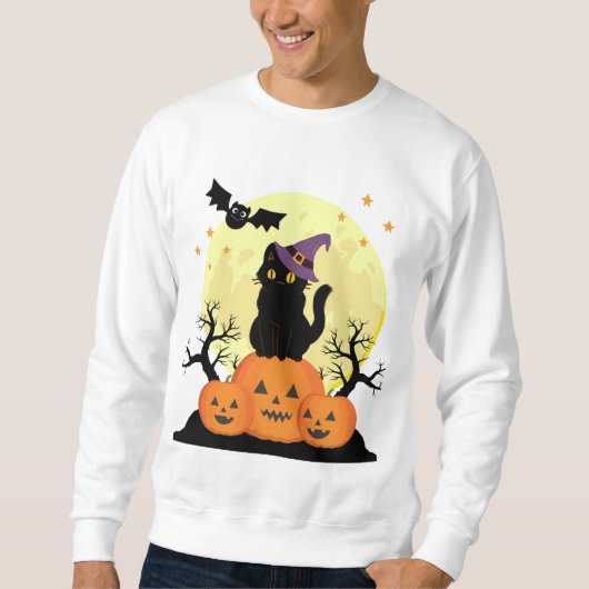 Halloween Spooky Cat Hexe Jack-o-Laternen Männer Sweatshirt (Vorderseite)