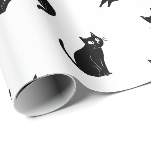 Halloween Spooky Cats Funny Pattern Geschenkpapier (Rolleneckpunkt)