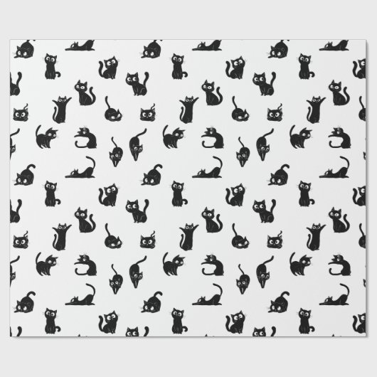 Halloween Spooky Cats Funny Pattern Geschenkpapier (Flach)
