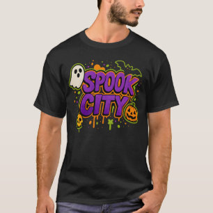 Halloween Spooky City Graffiti Bekleidung Unisex T-Shirt