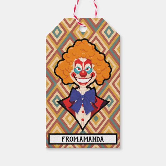 Halloween Spooky Clown Retro Creepy farbenfroh Geschenkanhänger (Vorderseite)