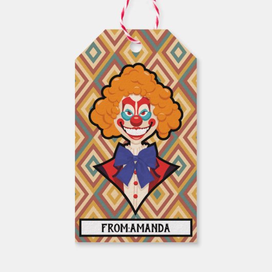 Halloween Spooky Clown Retro Creepy farbenfroh Geschenkanhänger (Rückseite)