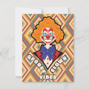 Halloween Spooky Clown Retro Creepy farbenfroh Postkarte