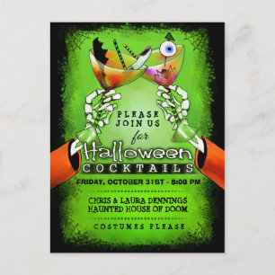 Halloween Spooky Cocktails Postcard Einladung