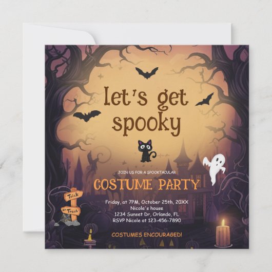 Halloween Spooky Costume Party Einladung (Vorderseite)
