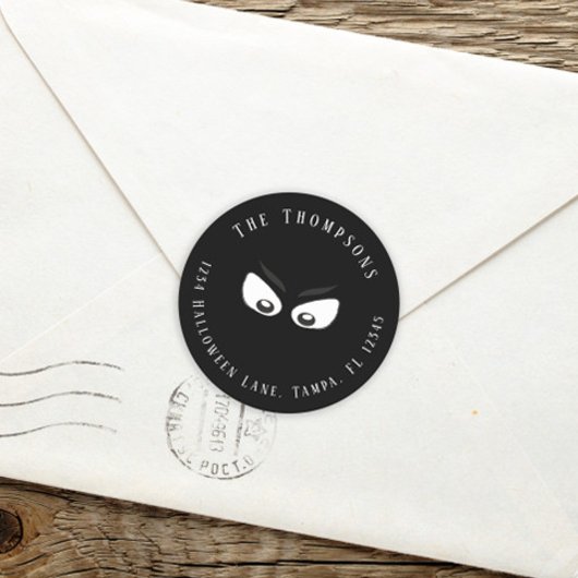 Halloween Spooky Creepy Ghost-Rücksendeadresse Runder Aufkleber