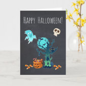 Halloween Spooky Creepy Ghosts Fledermäuse Skulls  Karte (Gelbe Blume)