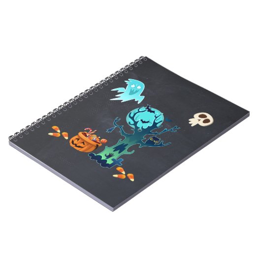 Halloween Spooky Creepy Ghosts Fledermäuse Skulls Notizblock (Linke Seite)