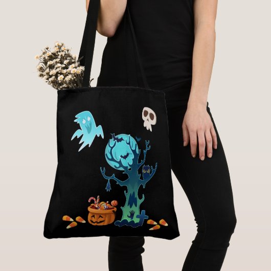 Halloween Spooky Creepy Ghosts Fledermäuse Skulls  Tasche (Von Nahem)