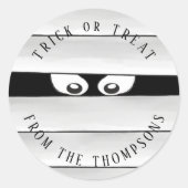 Halloween Spooky Creepy Mummy Trick oder Trete Runder Aufkleber (Vorderseite)