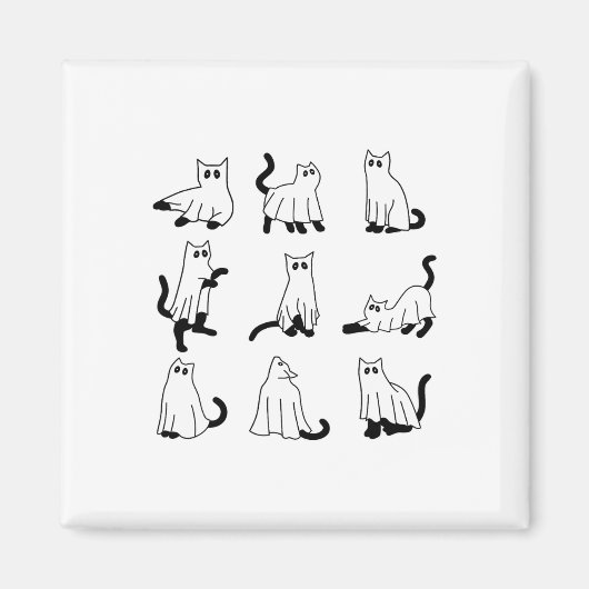 Halloween Spooky Cute Black Cats Kitty Ghosts Fall Magnet (Vorne)