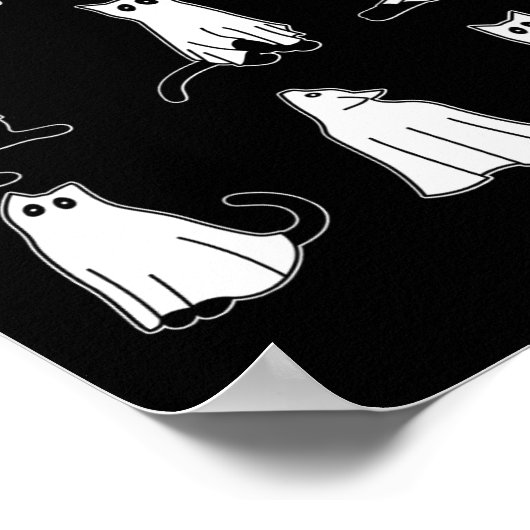 Halloween Spooky Cute Black Cats Kitty Ghosts Fall Poster (Ecke)