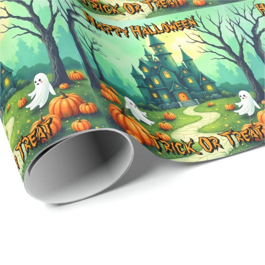Halloween Spooky Cute Modern Collection Geschenkpapier (Rolleneckpunkt)