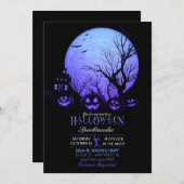 Halloween Spooky Dark Full Moon Kürbislaterne Einladung (Vorne/Hinten)