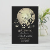 Halloween Spooky Dark Full Moon Kürbislaterne Einladung (Stehend Vorderseite)