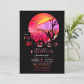 Halloween Spooky Dark Full Moon Kürbislaterne Einladung (Stehend Vorderseite)