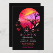 Halloween Spooky Dark Full Moon Kürbislaterne Einladung (Vorne/Hinten)