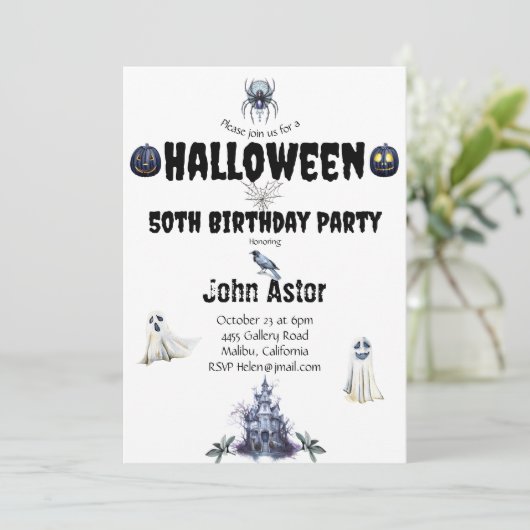 Halloween Spooky Einladung (Stehend Vorderseite)